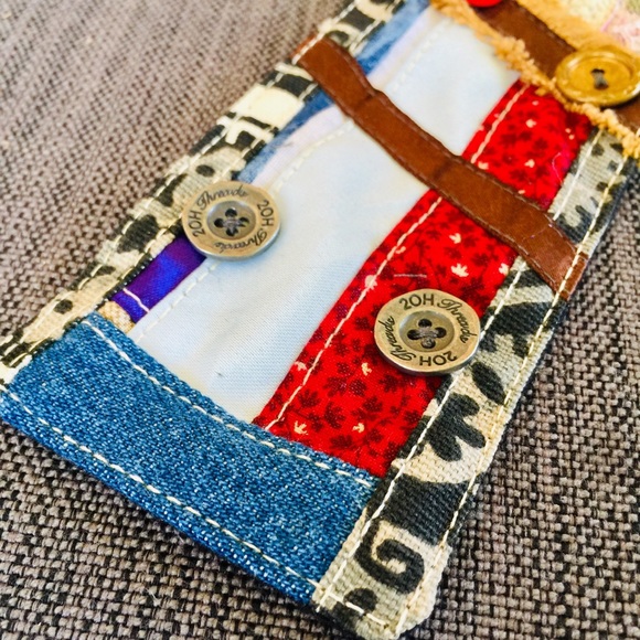 Handmade fabric cottagecore wide cuff bracelet - Picture 9 of 11